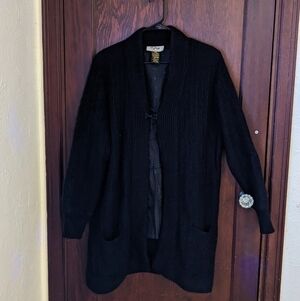 Talk of the Walk Atlantic City Black Angora Fur Long Coat/ Cardigan with Pockets